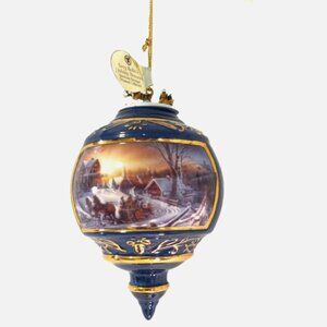 2 VTG Christmas Ornaments 1999 Terry Redlin Signed Flawless IOB Winter Christmas